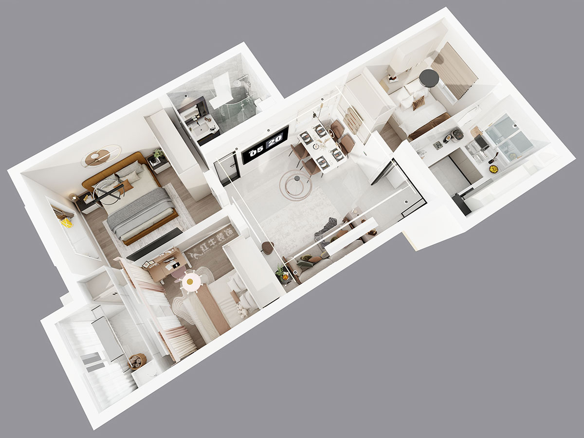 吳波|鳳悅北園3-1-1306-87㎡-現(xiàn)代簡約風(fēng)格|3室2廳1衛(wèi)|舊房裝修|定制家|全包12萬|00_05鳥瞰圖