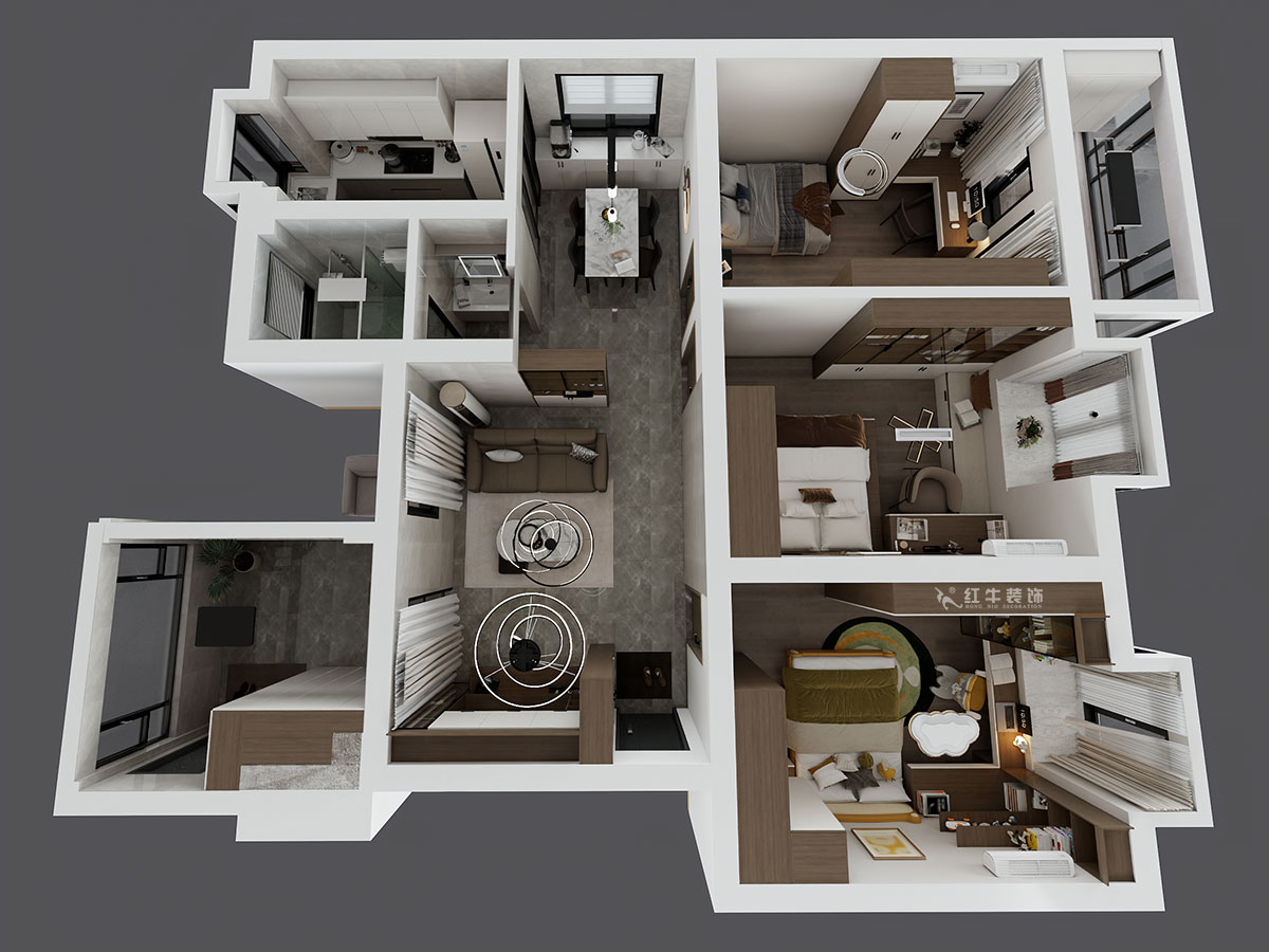 劉小勇|二十八所62-401-100㎡-現(xiàn)代簡(jiǎn)約風(fēng)格|3室2廳1衛(wèi)|老房裝修|定制家|全包14萬(wàn)|00_04鳥瞰圖