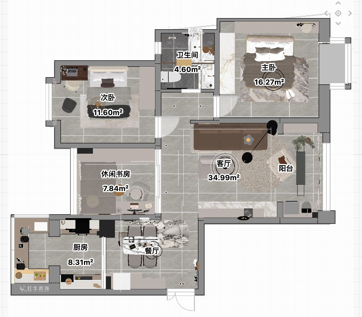 吳波｜金陵灣6-3-1901-120㎡-現(xiàn)代簡(jiǎn)約風(fēng)格｜3室2廳1衛(wèi)｜新房裝修｜定制家｜全包15萬(wàn)｜00_04平面彩圖