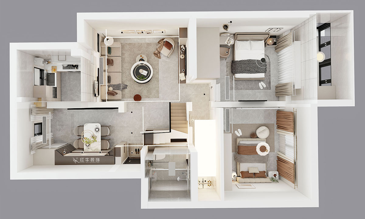 仇美蓉｜太平花苑（北苑）53-601-90㎡-簡約風(fēng)格｜2室2廳1衛(wèi)｜老房裝修｜定制家｜全包12萬｜00_06鳥瞰圖