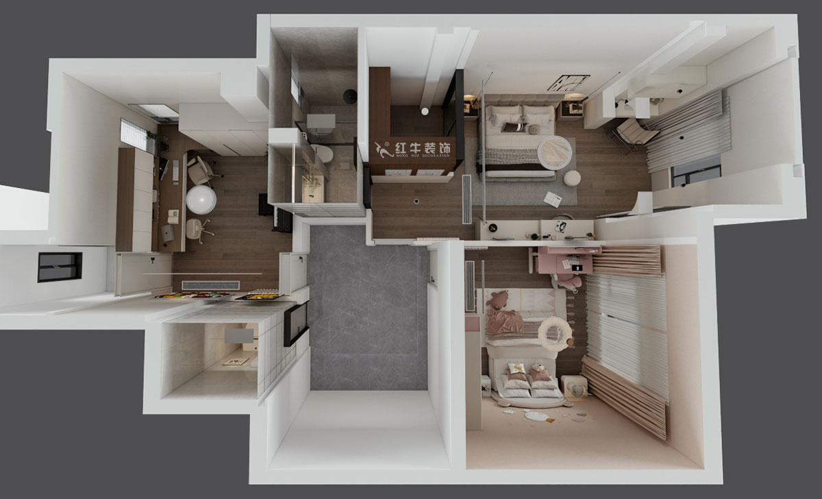 蔣琛｜泰山魯能七號(hào)院6-205-280㎡-現(xiàn)代簡(jiǎn)約風(fēng)格｜復(fù)式｜4室2廳3衛(wèi)｜毛坯裝修｜定制家｜全包40萬(wàn)｜00_08二層鳥(niǎo)瞰圖