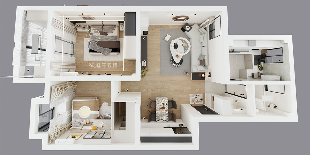 賈庭｜祥和家園6-502-85㎡-新中式風(fēng)格｜2室2廳1衛(wèi)｜老房裝修｜定制家｜全包12萬(wàn)｜00_04鳥(niǎo)瞰圖