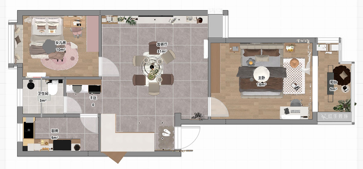朱明琪|一品嘉園1-29-606-89㎡-現(xiàn)代簡(jiǎn)約風(fēng)格|2室1廳1衛(wèi)+閣樓|老房裝修|定制家|全包13萬|00_03平面彩圖