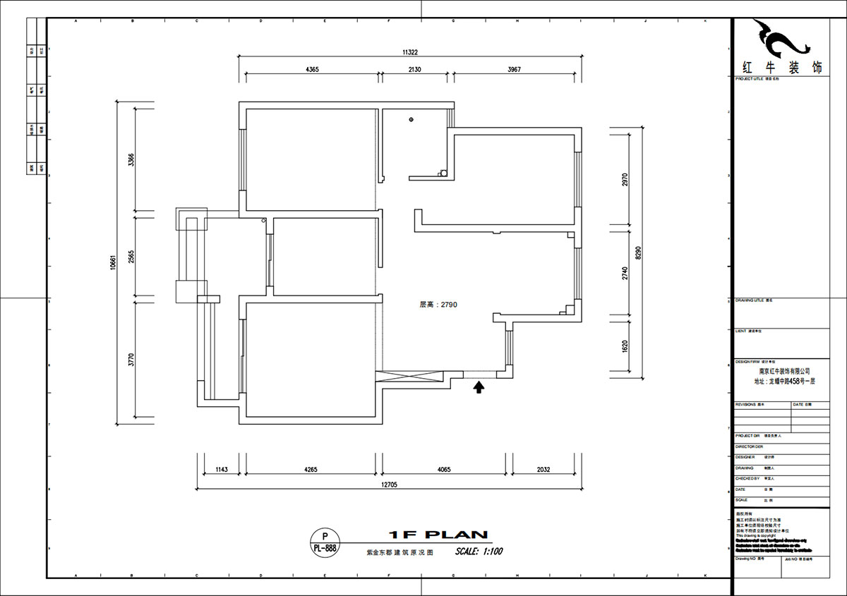 魏明花｜紫金東郡57-504-113㎡-現(xiàn)代簡約風格｜3室2廳2衛(wèi)｜二手房改造｜定制家｜全包16萬｜00_01建筑原況圖