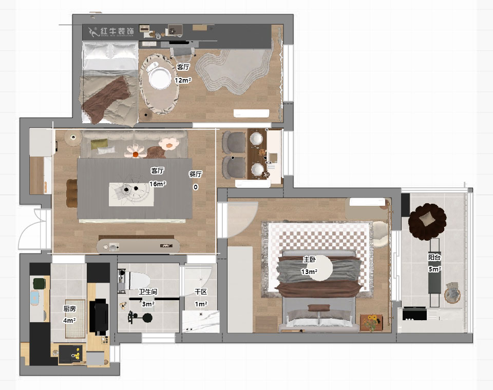 朱彥｜鳳翔新城6-3-310-65㎡-現(xiàn)代簡約風(fēng)格｜2室2廳1衛(wèi)｜老房改造｜定制家｜全包9