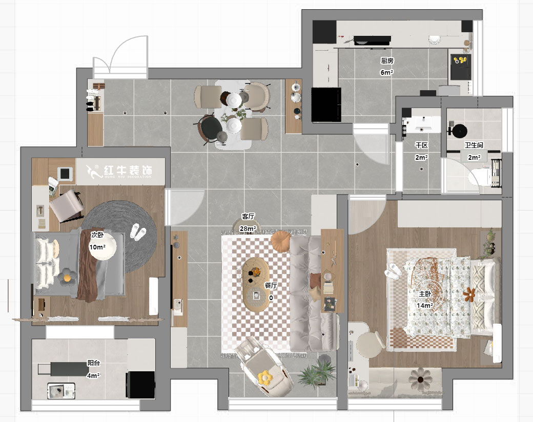 蔣?。辖鹉显?1-1-202-82㎡-簡(jiǎn)約奶油風(fēng)格｜2室1廳1衛(wèi)｜二手房裝修｜婚房裝修｜定制家｜全包11