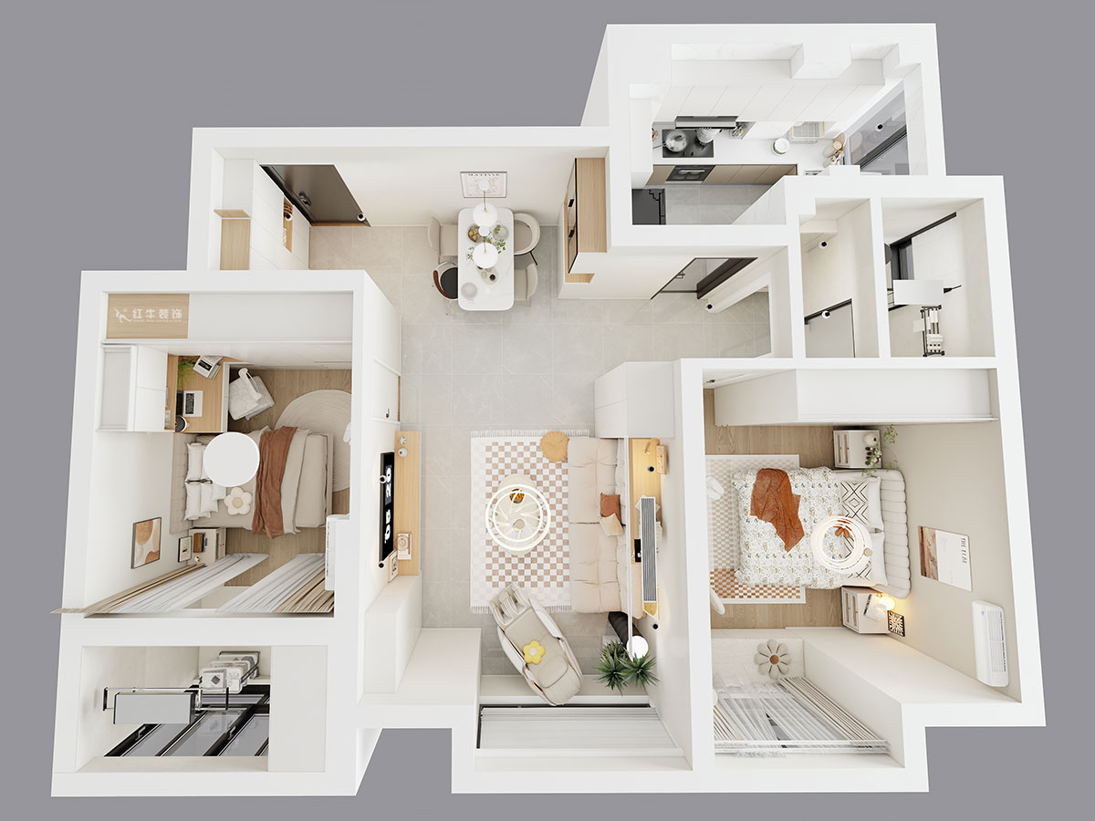 蔣?。辖鹉显?1-1-202-82㎡-簡(jiǎn)約奶油風(fēng)格｜2室1廳1衛(wèi)｜二手房裝修｜婚房裝修｜定制家｜全包11