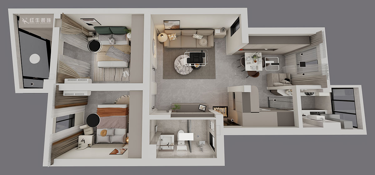 孟憲濤|龍蟠花苑6-502-75㎡-現(xiàn)代簡約風(fēng)格|3室1廳1衛(wèi)|老房裝修|定制家|全包11萬|00_04鳥瞰圖