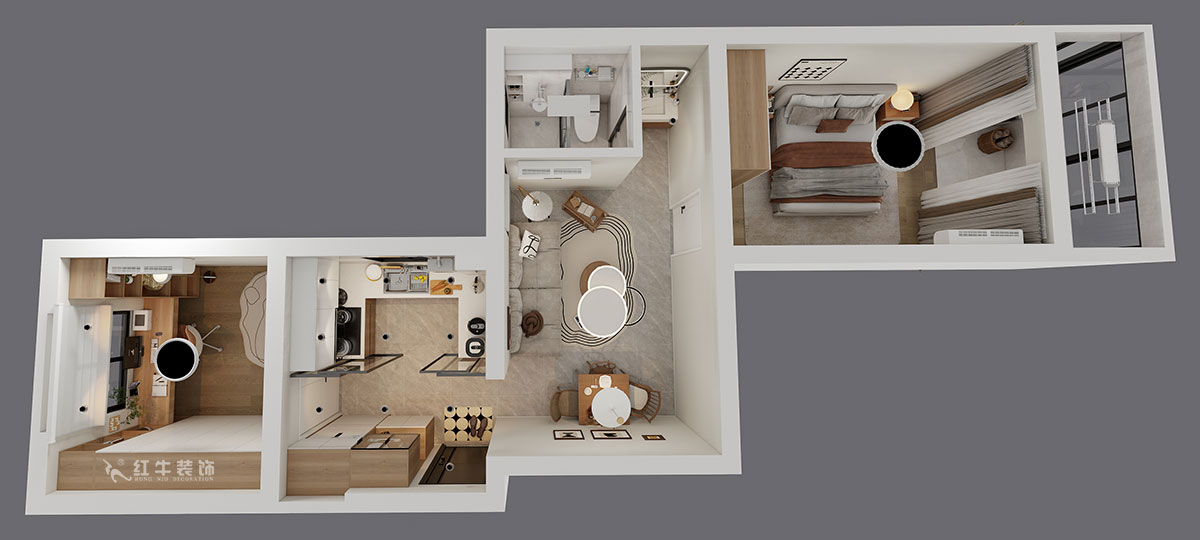 朱明琪|安德里230號3-501-60㎡-輕法式原木風(fēng)|2室1廳1衛(wèi)|老房裝修|定制家|全包9萬|00_04鳥瞰圖