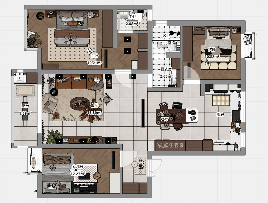 顧娟|紫金明珠4幢102室-120㎡-復(fù)古風(fēng)|3室2廳2衛(wèi)|舊房裝修|定制家|全包16