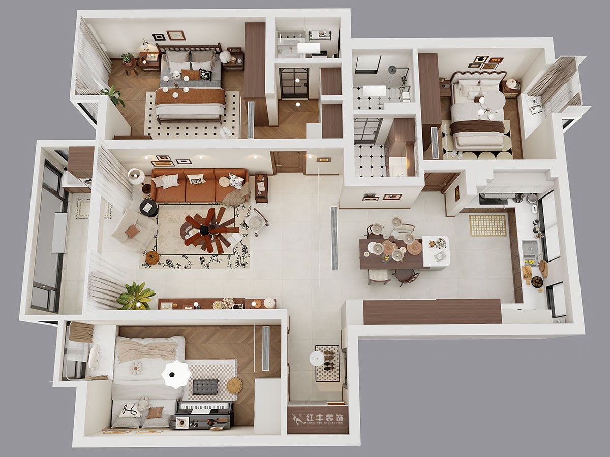 顧娟|紫金明珠4幢102室-120㎡-復(fù)古風(fēng)|3室2廳2衛(wèi)|舊房裝修|定制家|全包16