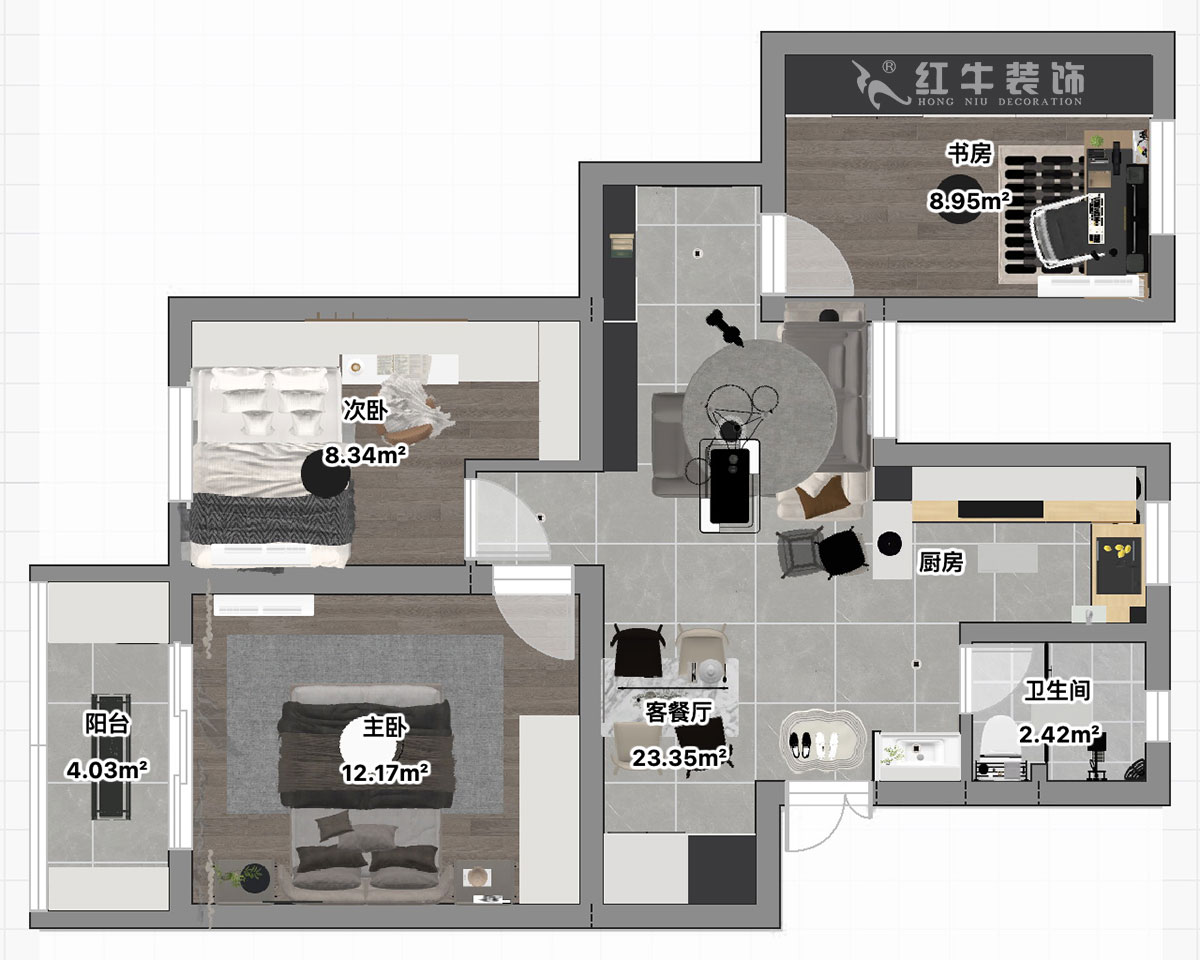 朱彥|龍苑新寓四村6-22-302-75㎡-現(xiàn)代簡約風(fēng)格|2室2廳1衛(wèi)|老房改造|定制家|全包10萬|00_03平面彩圖