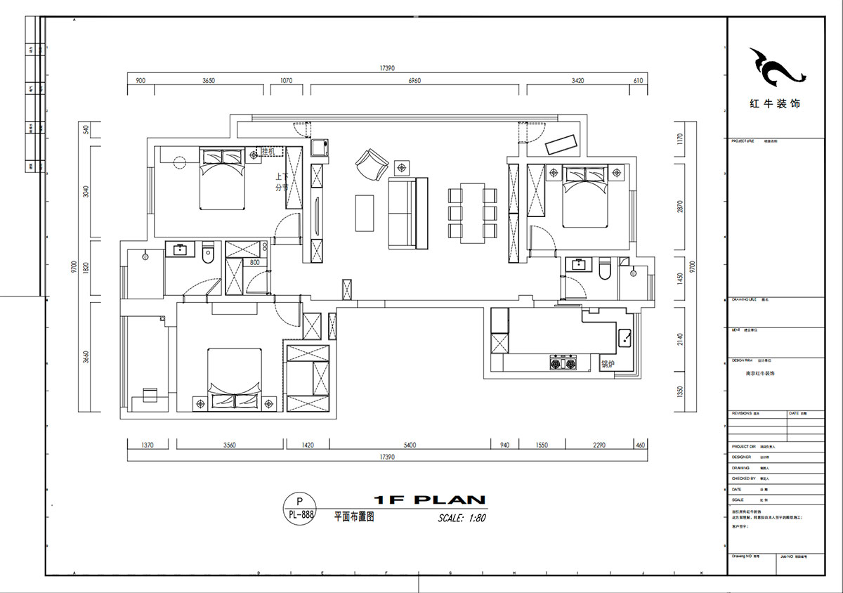 劉小勇｜翠屏誠園北區(qū)5-702-138㎡-現(xiàn)代黑白灰風(fēng)格｜3室2廳2衛(wèi)｜老房裝修｜定制家｜全包19萬｜00_02平面布置圖