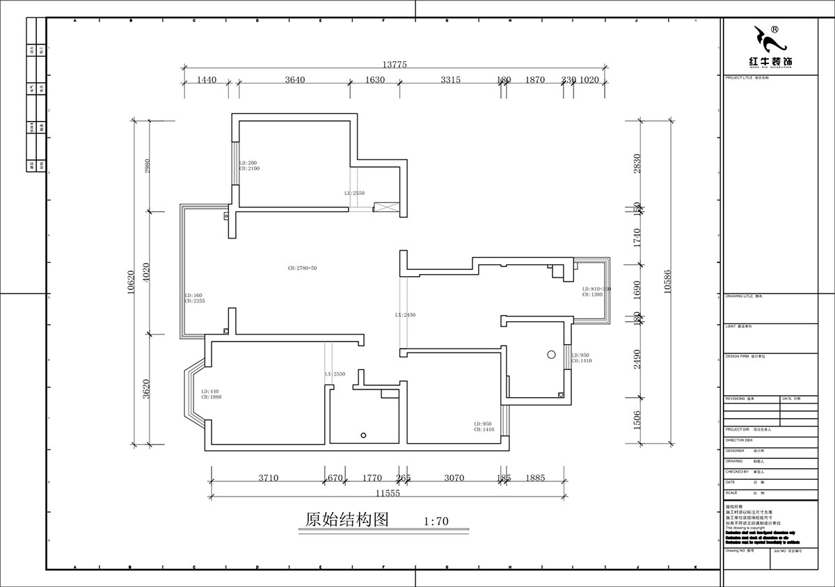蔣琛｜香榭里8-2-901-108㎡-現(xiàn)代簡約風格｜3室2廳2衛(wèi)｜老房裝修｜定制家｜全包16萬｜00_01原始結(jié)構(gòu)圖