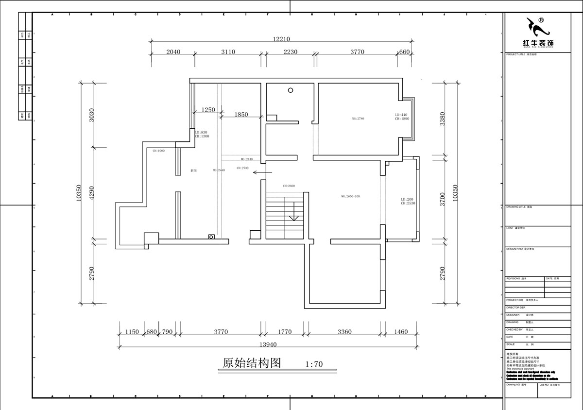 蔣?。汩坷?-3-1101-260㎡-現(xiàn)代簡(jiǎn)約風(fēng)格｜4室3廳2衛(wèi)｜老房裝修｜定制家｜全包29萬(wàn)｜00_02二層原始結(jié)構(gòu)圖