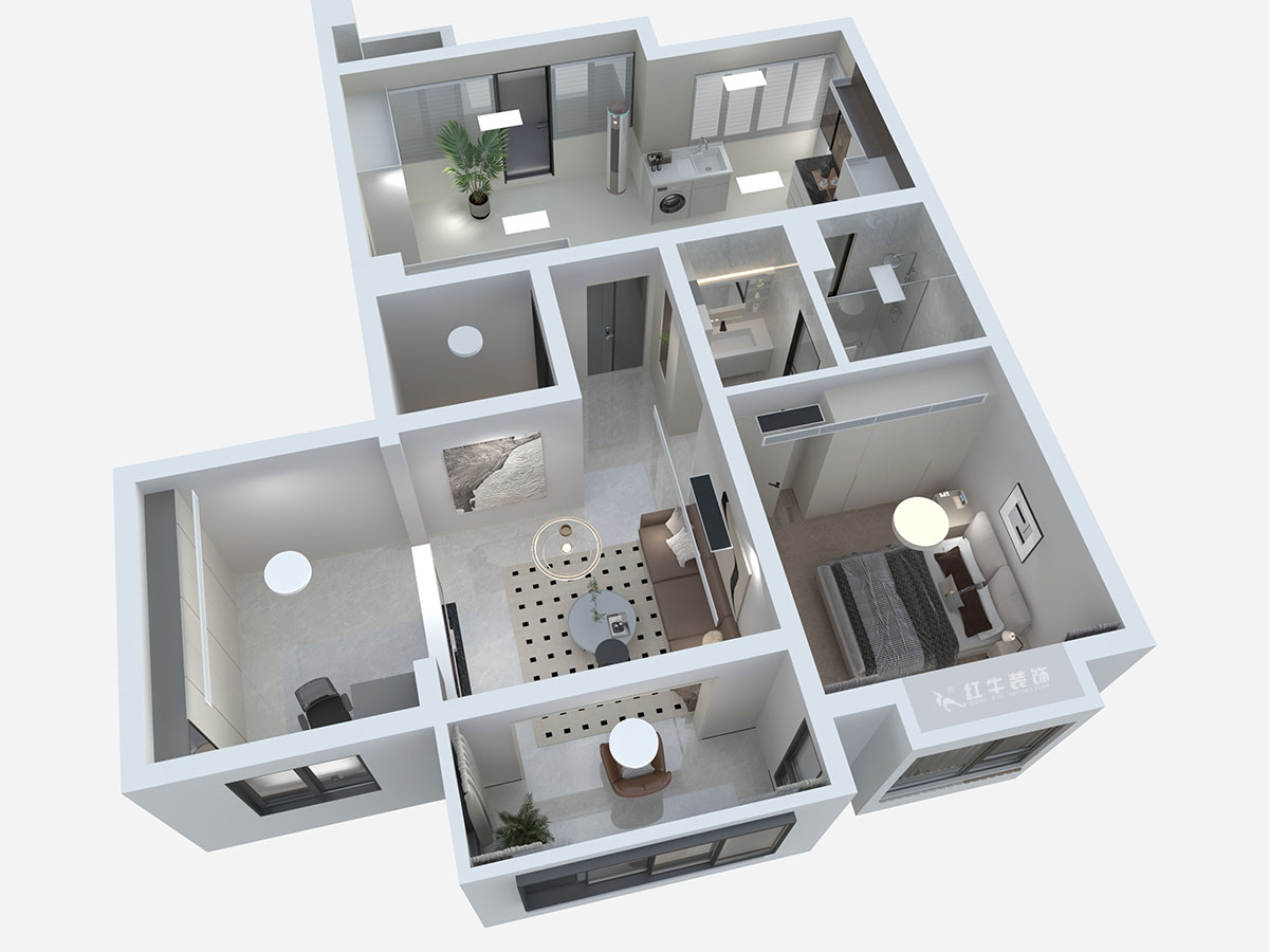 蔣?。汩坷?-3-1101-260㎡-現(xiàn)代簡(jiǎn)約風(fēng)格｜4室3廳2衛(wèi)｜老房裝修｜定制家｜全包29萬(wàn)｜00_06鳥(niǎo)瞰圖