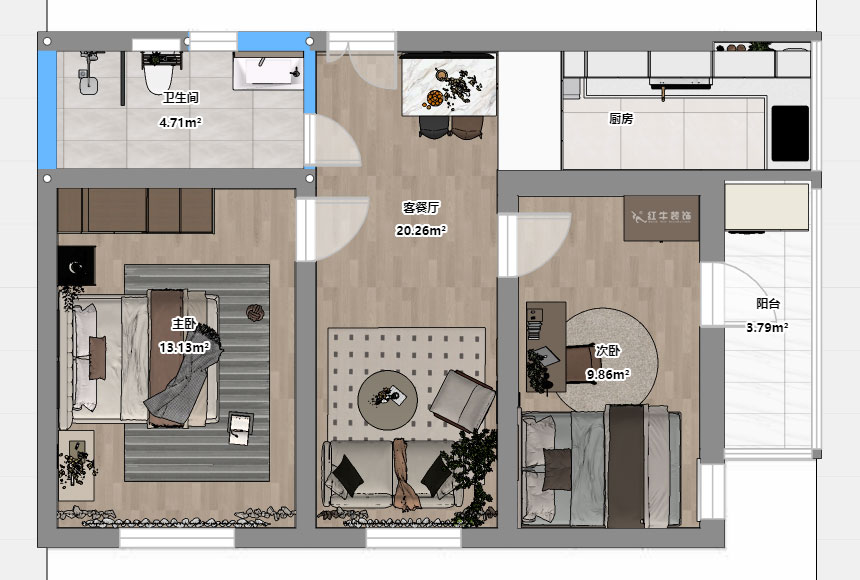 劉曉芳｜青云巷20號201-57㎡-現(xiàn)代風(fēng)格｜2室2廳1衛(wèi)｜老房裝修｜定制家｜全包8