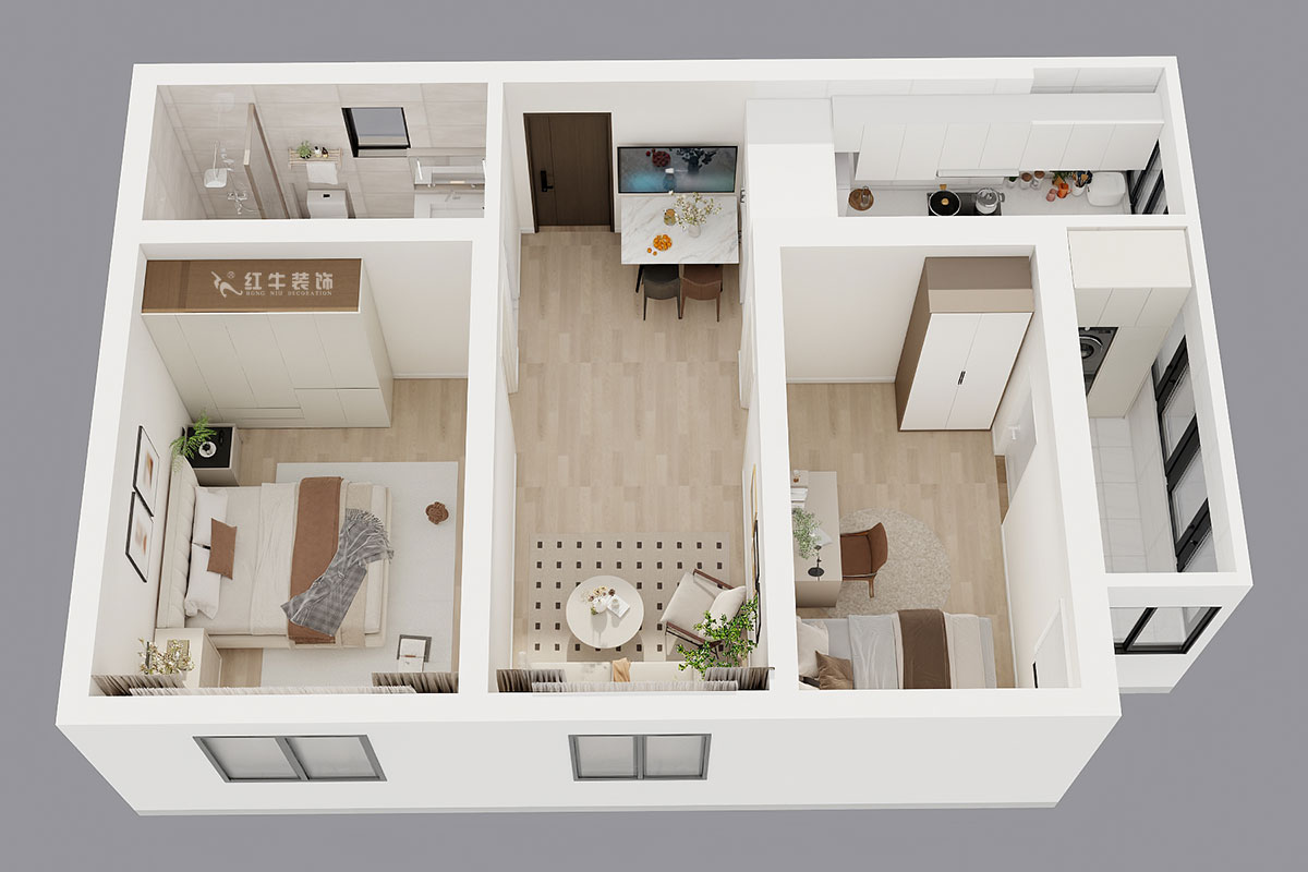 劉曉芳｜青云巷20號201-57㎡-現(xiàn)代風(fēng)格｜2室2廳1衛(wèi)｜老房裝修｜定制家｜全包8