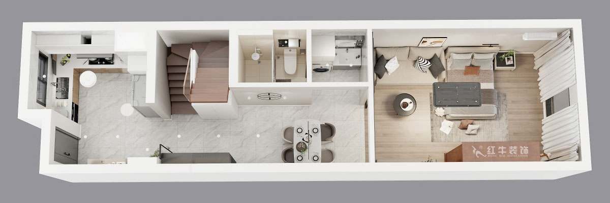吳波｜錦虹美苑15-802-65㎡-現(xiàn)代風(fēng)格｜2室1廳1衛(wèi)｜舊房裝修｜定制家｜全包10萬｜00_04鳥瞰圖