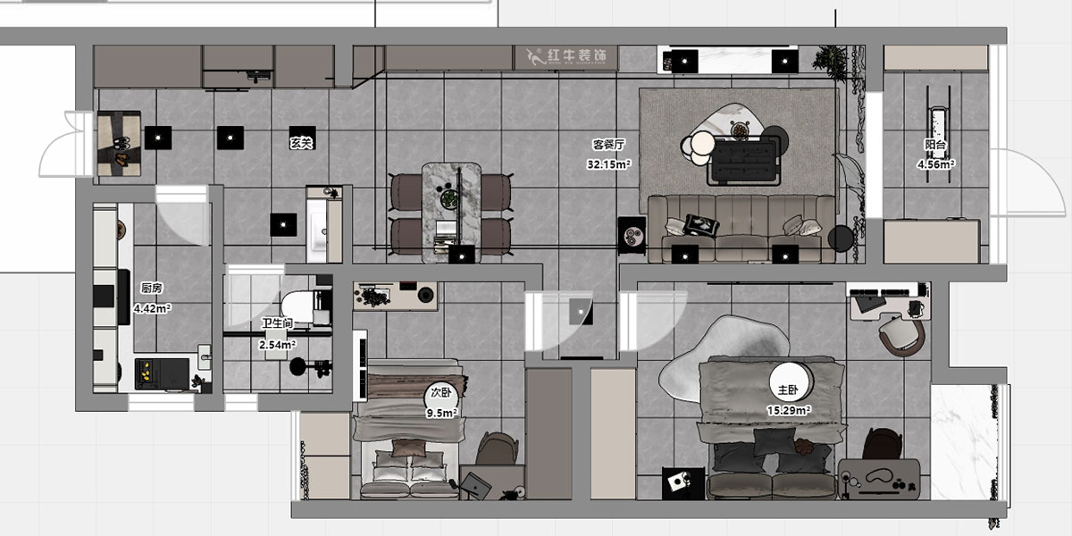 孟憲濤|紫楊佳園11-108-85㎡-簡(jiǎn)約風(fēng)格|2室2廳1衛(wèi)|老房裝修|定制家|全包12萬(wàn)|00_03平面彩圖