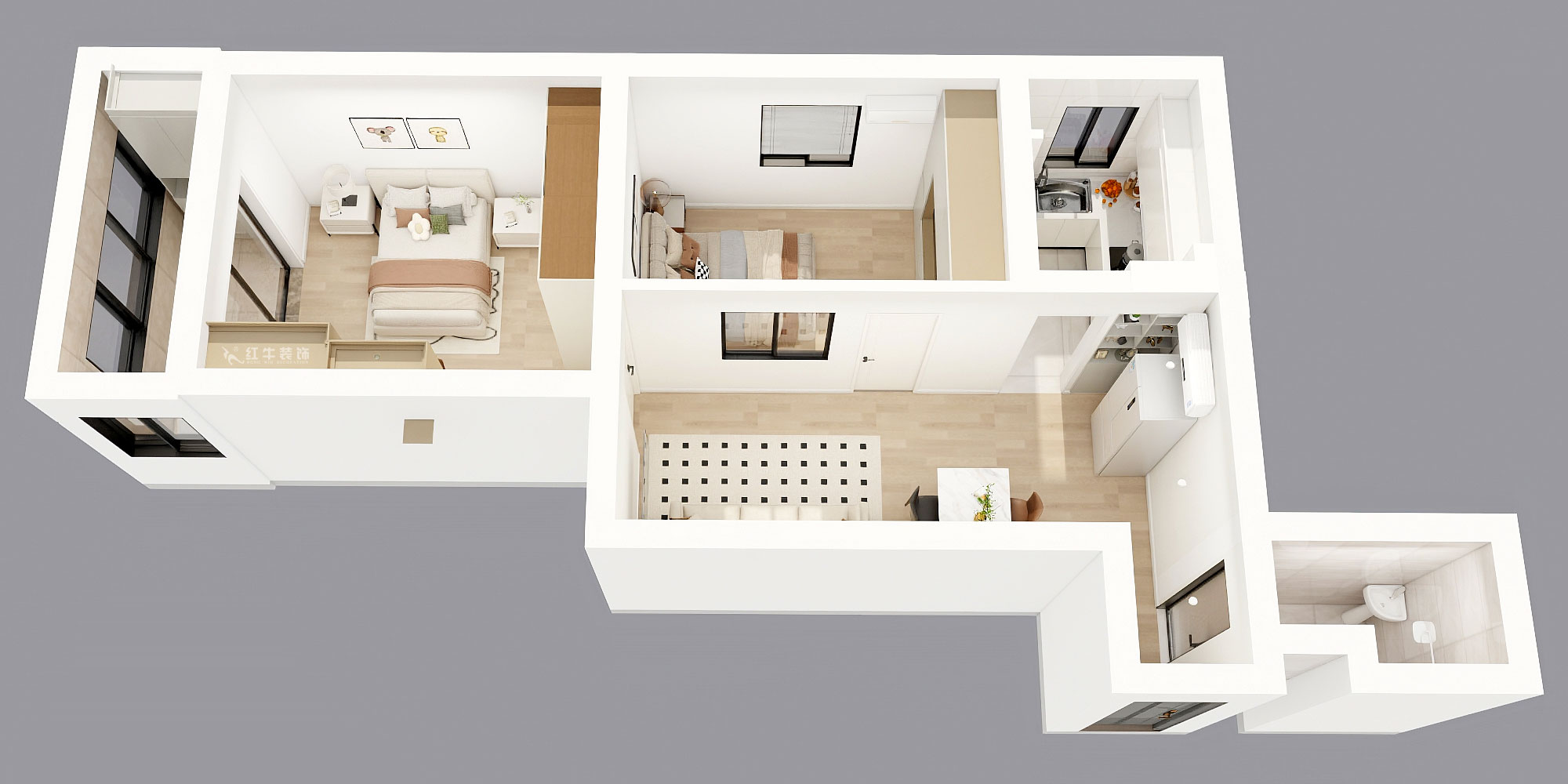 劉曉芳｜武學(xué)園6-807-73㎡-現(xiàn)代風格｜2室2廳1衛(wèi)｜老房裝修｜定制家｜全包8