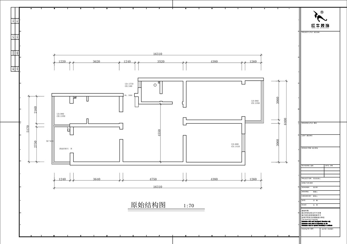 蔣?。鹬刍▓@4-3-806-100㎡-現(xiàn)代簡約風(fēng)格｜3室2廳1衛(wèi)｜老房裝修｜定制家｜全包12萬｜00_01原始結(jié)構(gòu)圖