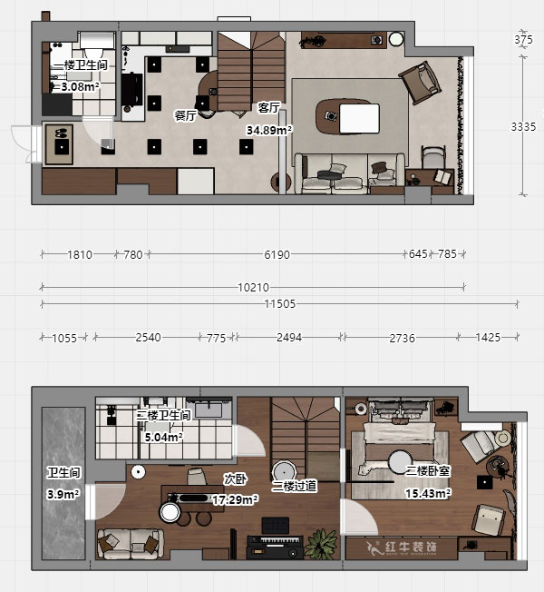 朱明琪｜瑞鑫蘭庭綜合樓1708-50㎡復(fù)式-現(xiàn)代簡(jiǎn)約風(fēng)格｜loft公寓｜2室2廳2衛(wèi)｜老房裝修｜定制家｜全包12萬(wàn)｜00_03平面彩圖