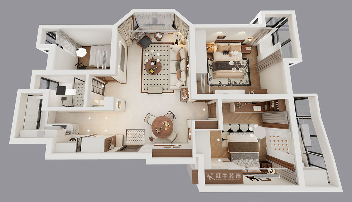 顧娟|大地豪庭2幢301室-95㎡-中古風(fēng)|3室2廳1衛(wèi)|舊房裝修|定制家|全包12