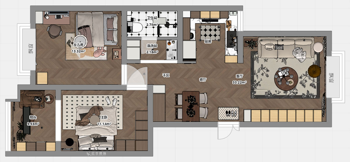 顧娟|東城水岸1棟B單元804室-90㎡-中古風(fēng)格|2室2廳1衛(wèi)|舊房裝修|定制家|全包12