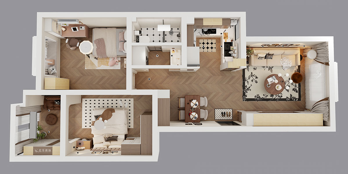 顧娟|東城水岸1棟B單元804室-90㎡-中古風(fēng)格|2室2廳1衛(wèi)|舊房裝修|定制家|全包12