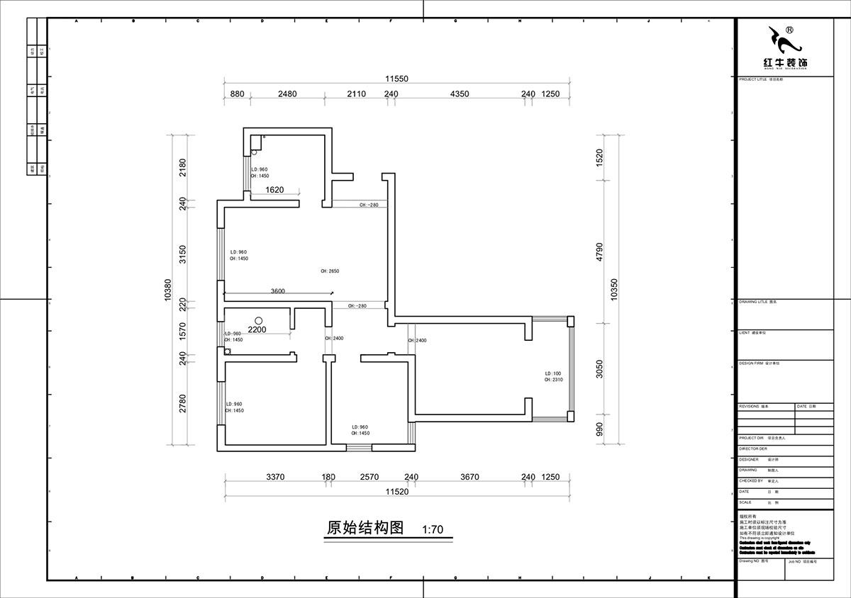 蔣琛｜銀龍雅苑11-3-212-85㎡-現(xiàn)代原木風(fēng)｜3室1廳1衛(wèi)｜新房裝修｜定制家｜全包11萬｜00_01原始結(jié)構(gòu)圖