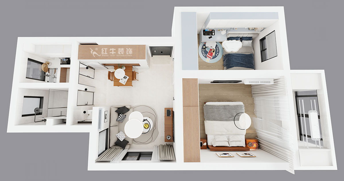 朱彥|鳳凰花園城金陵園2幢10號(hào)502室-64㎡-現(xiàn)代簡約風(fēng)格|2室1廳1衛(wèi)|老房改造|定制家|全包10萬|00_04鳥瞰圖
