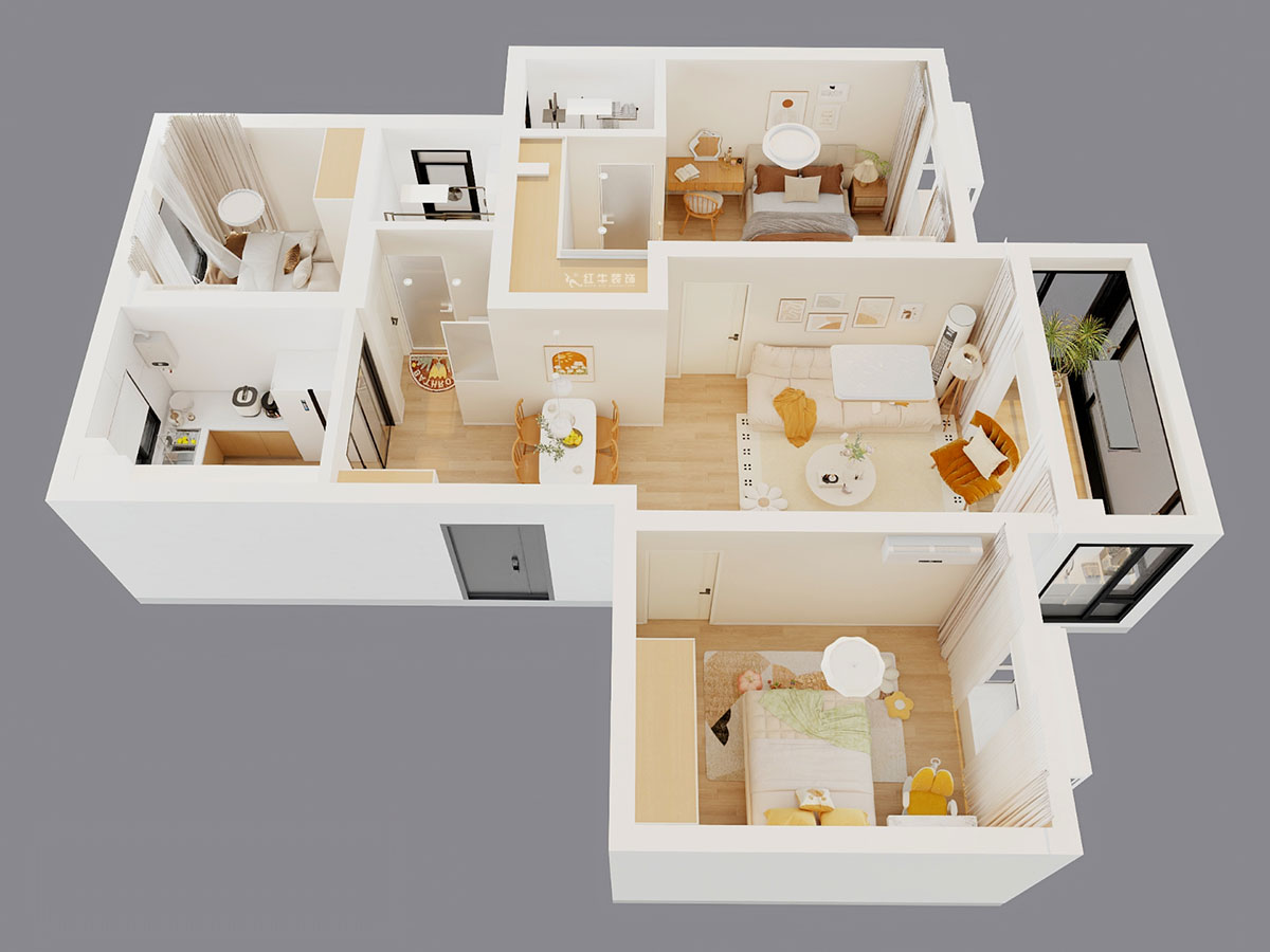 劉曉芳｜三金鑫寧府3-3-1105-95㎡-現(xiàn)代原木風格｜3室2廳2衛(wèi)｜老房裝修｜半包6