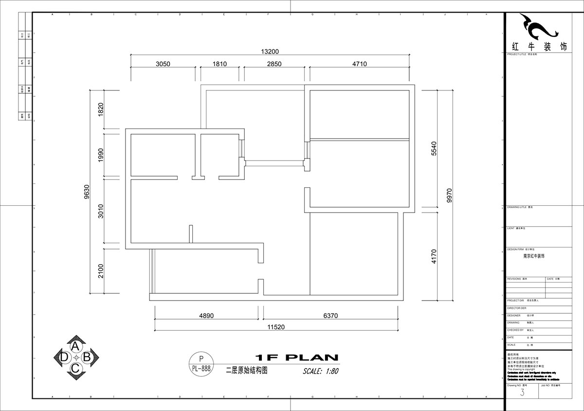 仇美蓉｜梅花山庄36-3-605-132㎡-简约风格｜3室2厅2卫｜老房装修｜定制家｜全包18万｜00_02二层原始框架图