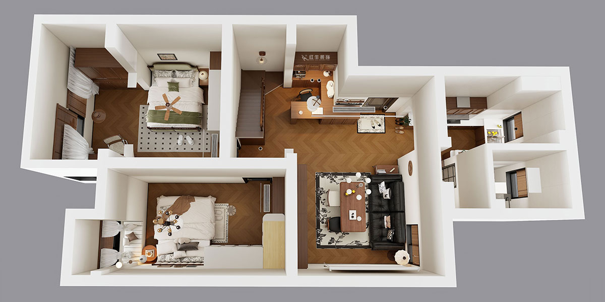 蔣?。鼕W體新城翠杉園15-507-(72+40)㎡-中古風(fēng)｜復(fù)式｜2室1廳1衛(wèi)+閣樓｜老房裝修｜定制家｜全包12萬｜00_04鳥瞰圖